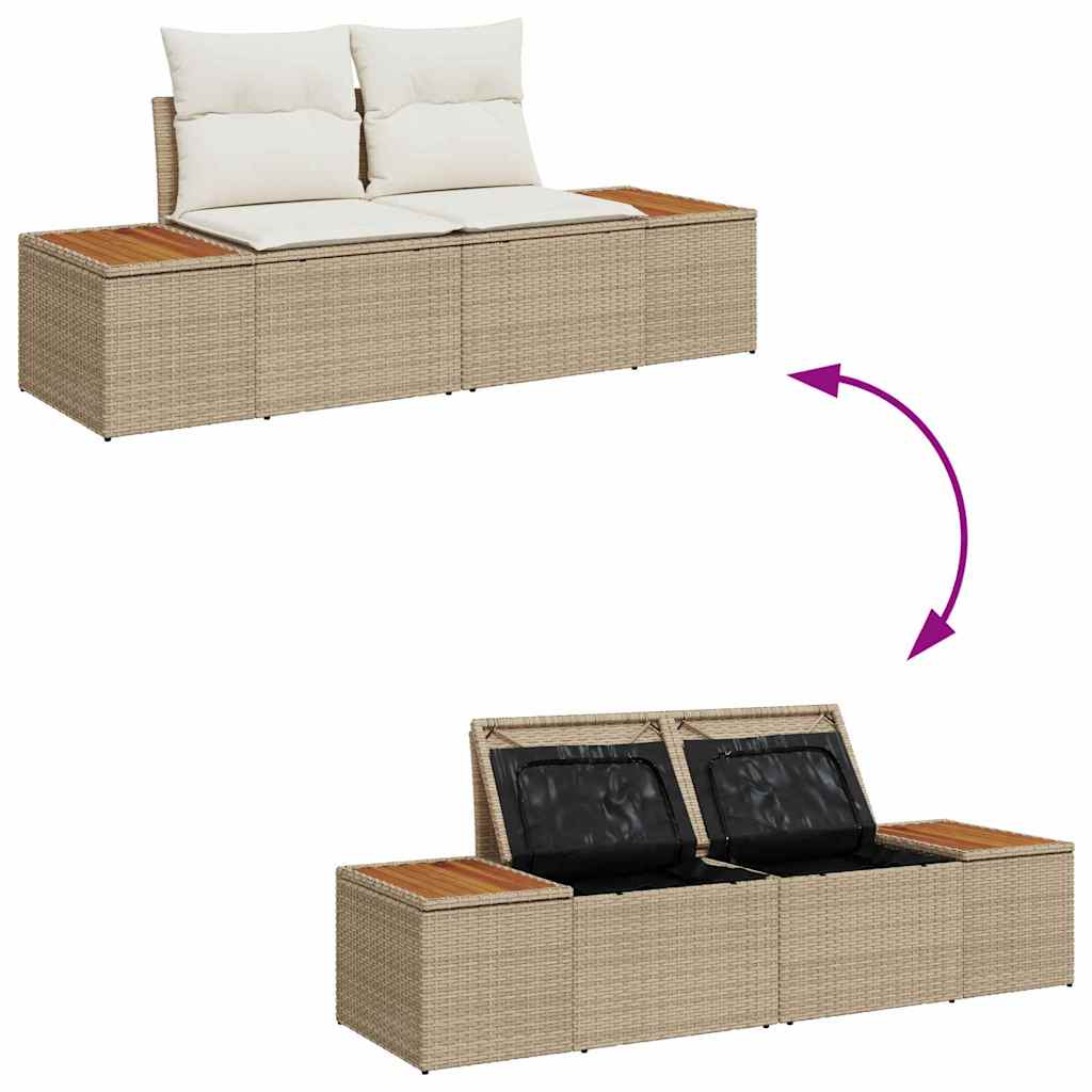 Garden Sofa Set With Cushion 6 Pcs Beige And Cream Poly Rattan