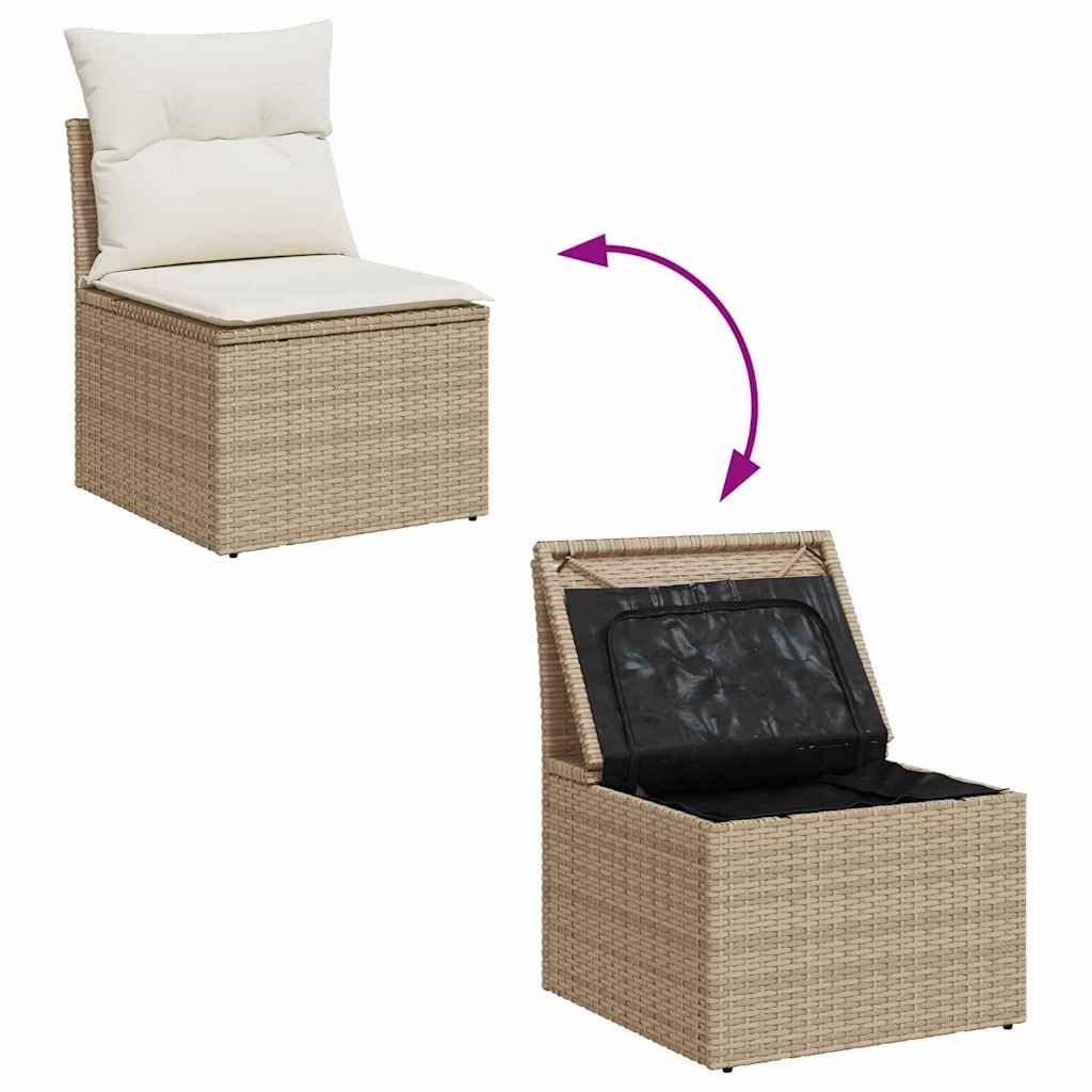 Garden Sofa Set With Cushion 6 Pcs Beige And Cream Poly Rattan