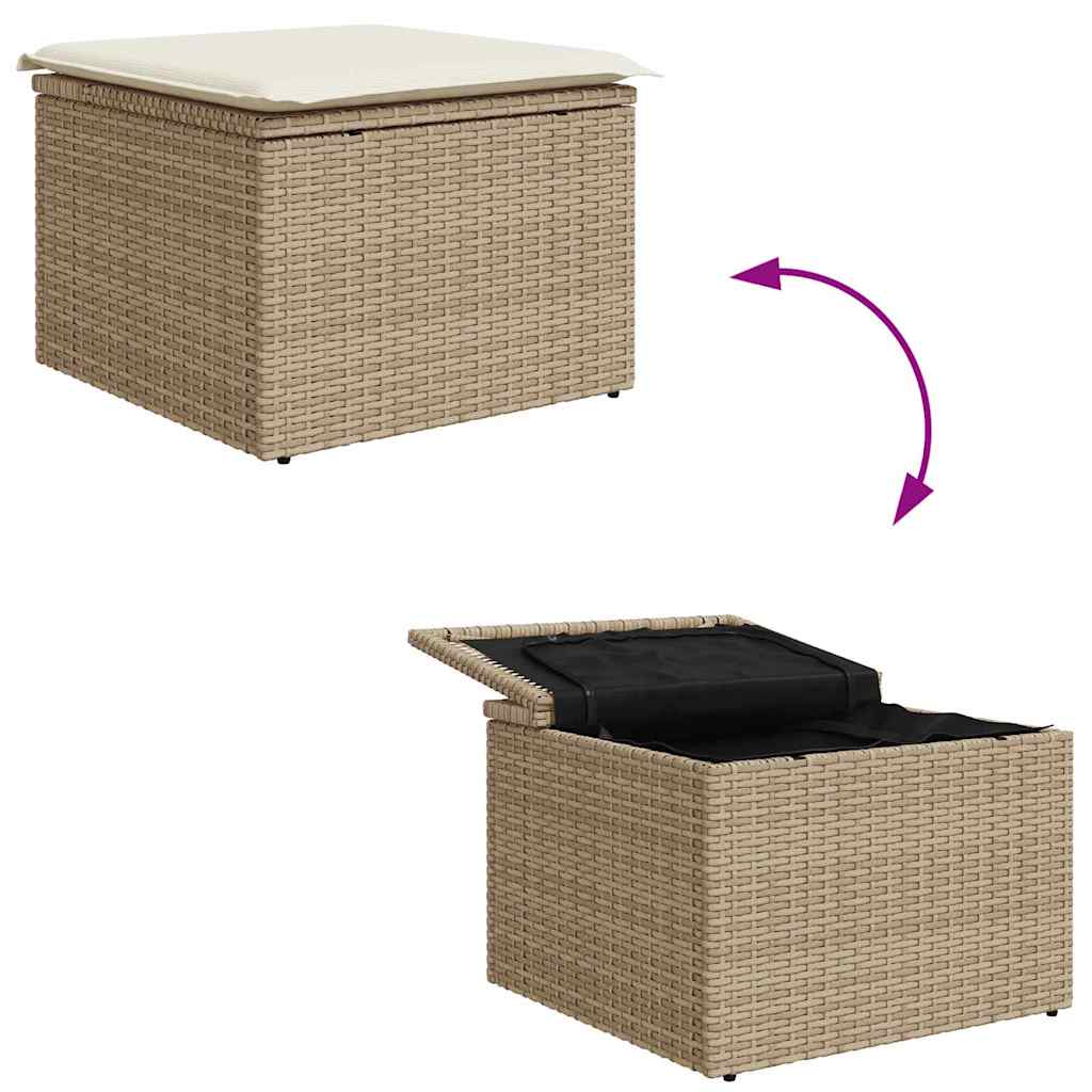 Garden Sofa Set With Cushion 6 Pcs Beige And Cream Poly Rattan