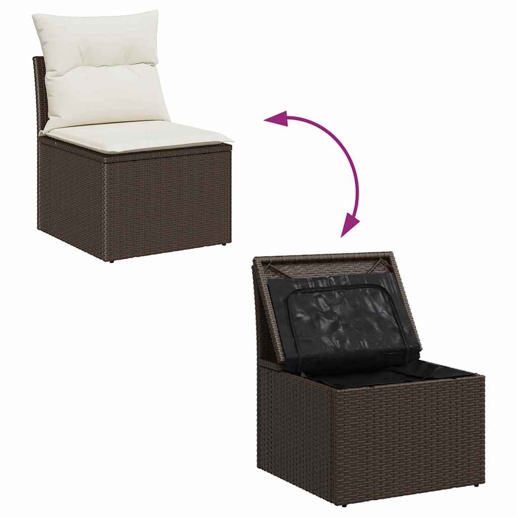 Garden Sofa Set With Cushion 6 Pcs Brown Poly Rattan