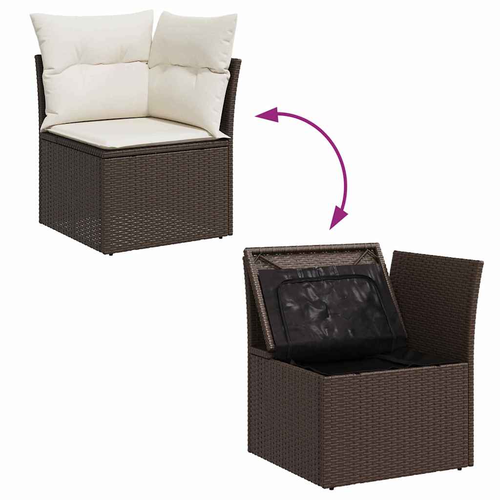 Garden Sofa Set With Cushion 6 Pcs Brown Poly Rattan