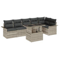 Garden Sofa Set With Cushion 7 Pcs Light Grey Poly Rattan