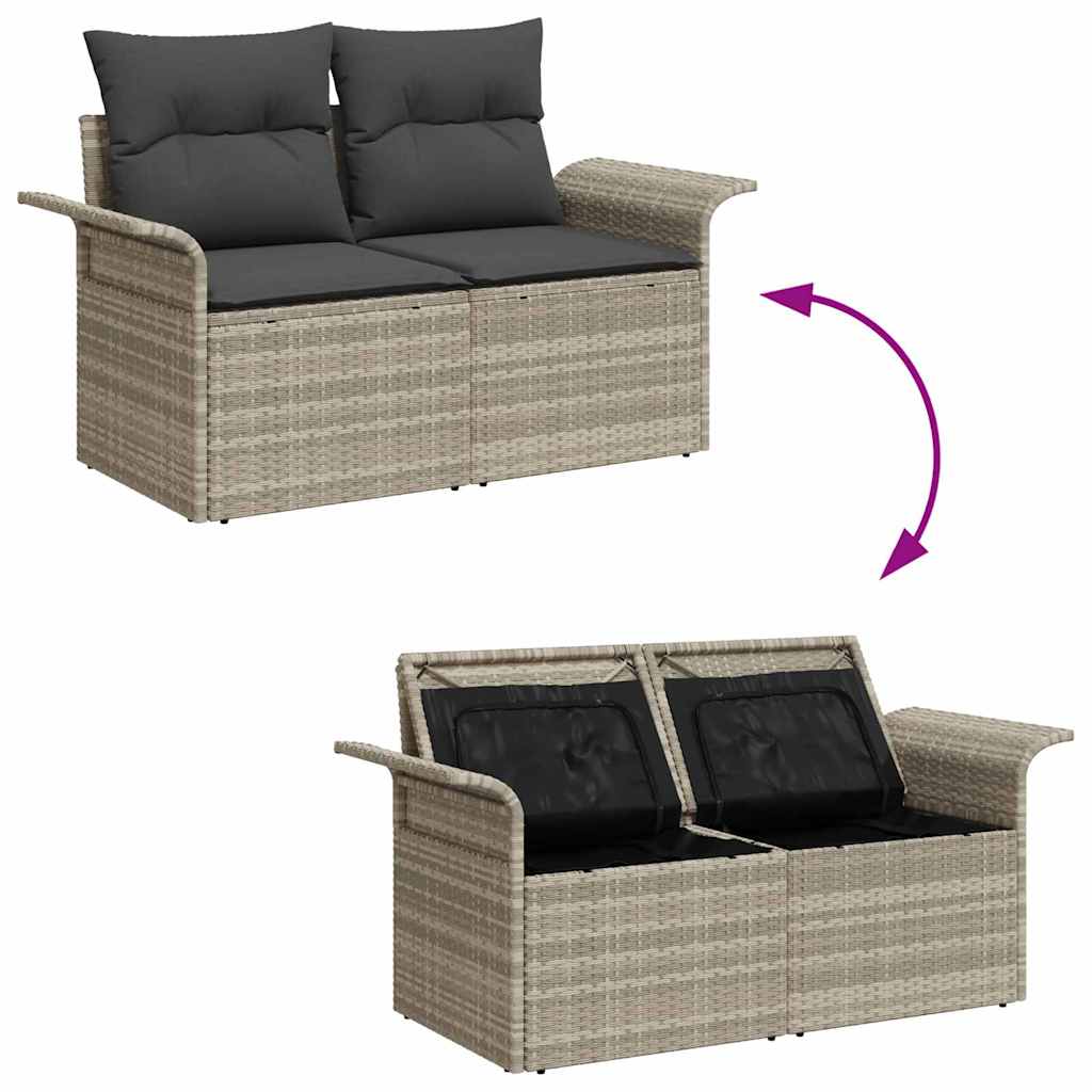 Garden Sofa Set With Cushion 7 Pcs Light Grey Poly Rattan