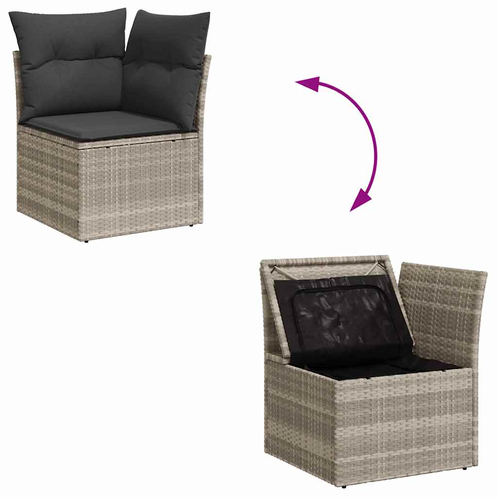 Garden Sofa Set With Cushion 7 Pcs Light Grey Poly Rattan