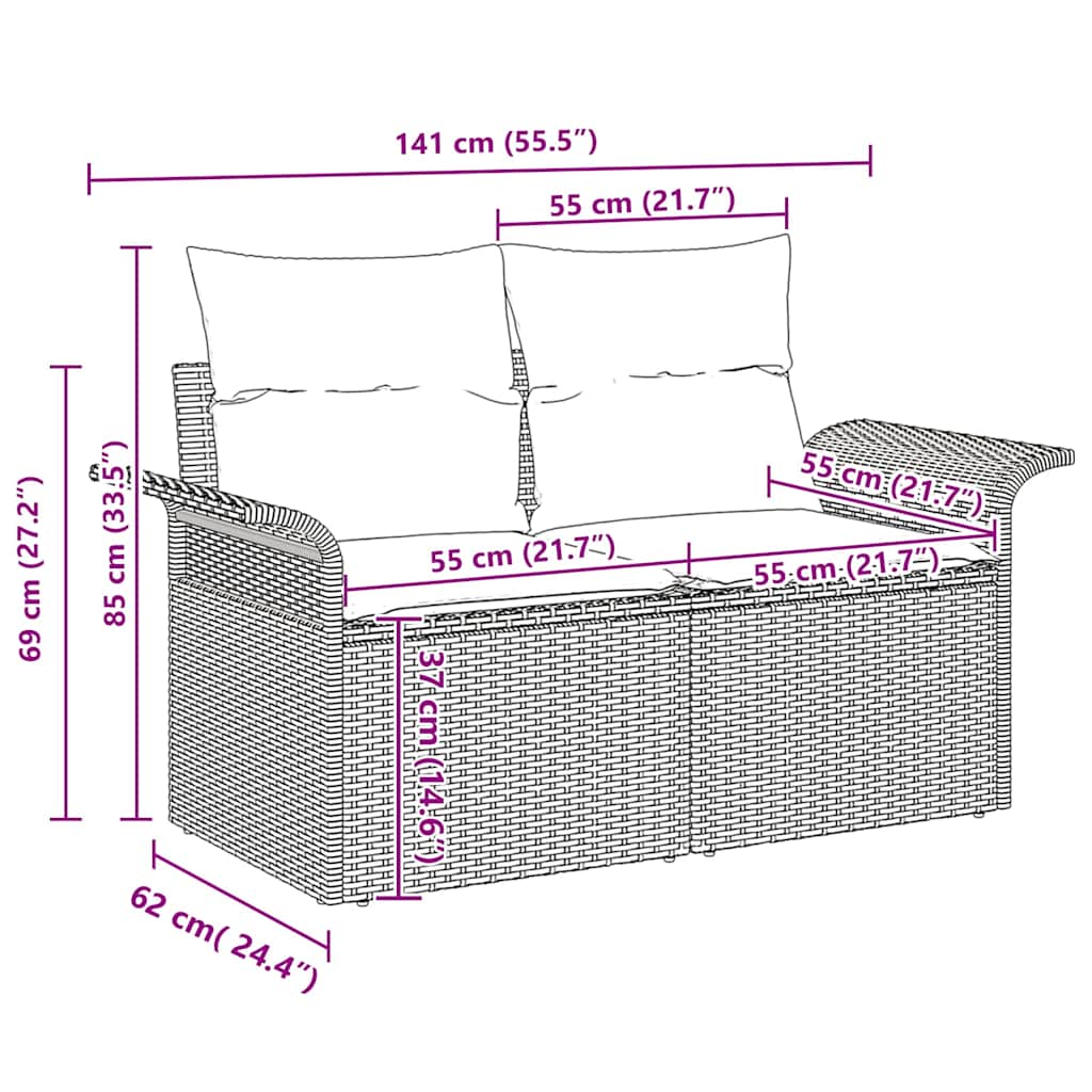 Garden Sofa Set With Cushion 7 Pcs Light Grey Poly Rattan