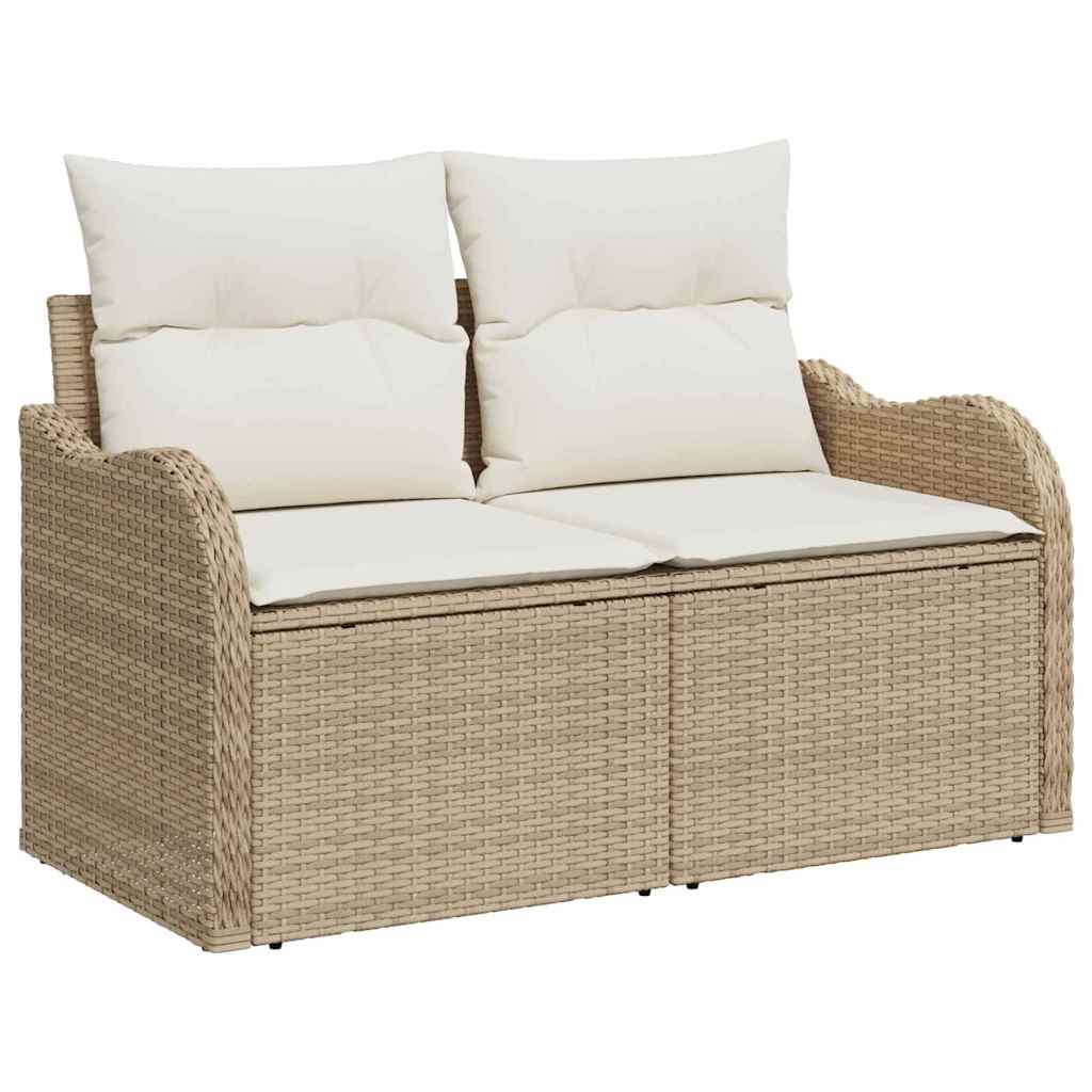 Garden Sofa Set With Cushion Manual 9 Pcs Beige Poly Rattan