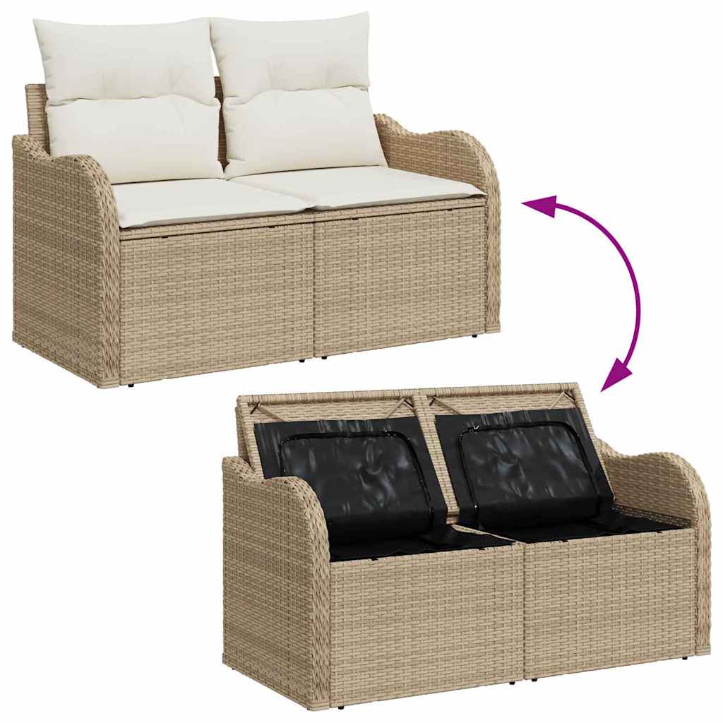 Garden Sofa Set With Cushion Manual 9 Pcs Beige Poly Rattan