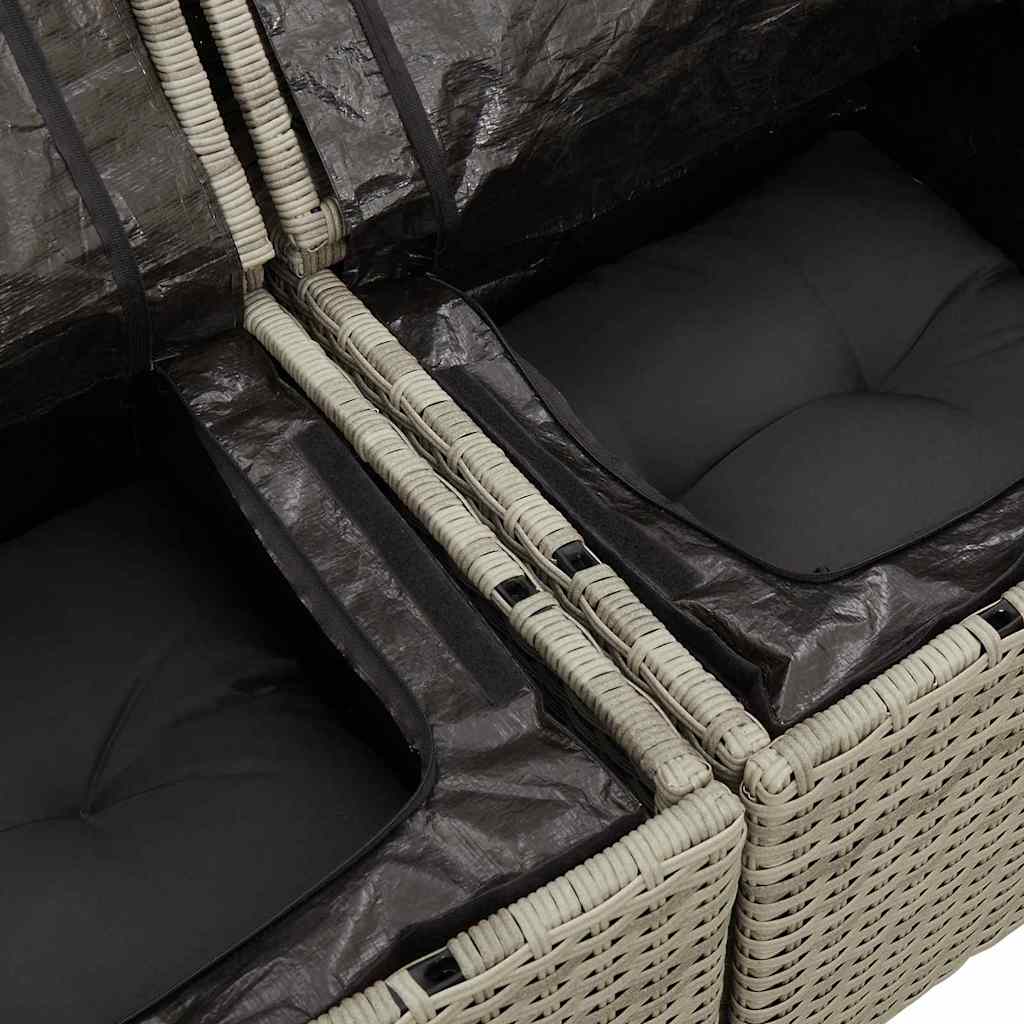 Garden Sofa Set With Cushion 9 Pcs Light Grey Poly Rattan