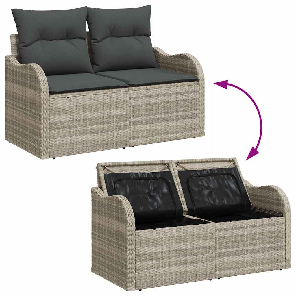 Garden Sofa Set With Cushion 9 Pcs Light Grey Poly Rattan