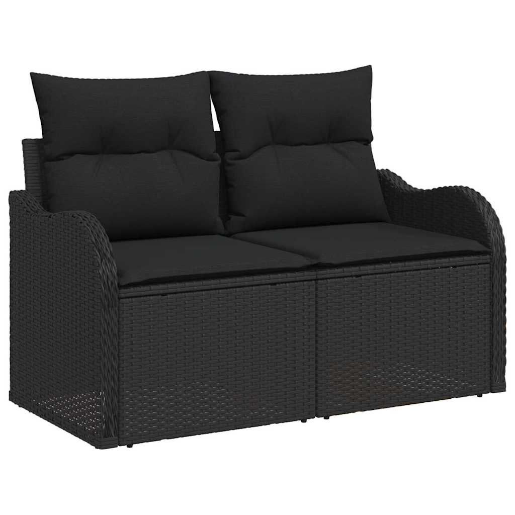 Garden Sofa Set With Cushion Manual 9 Pcs Black Poly Rattan
