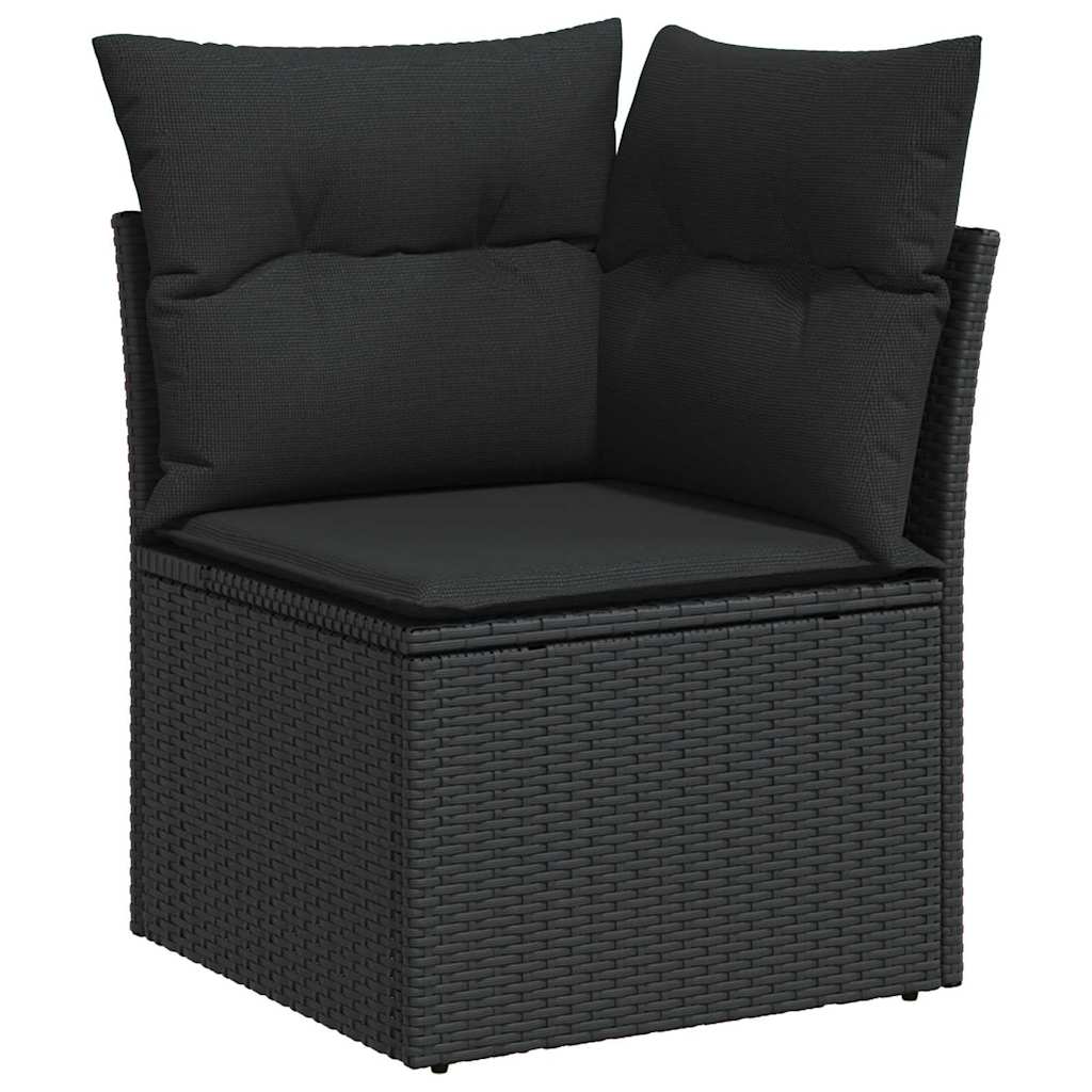 Garden Sofa Set With Cushion Manual 9 Pcs Black Poly Rattan