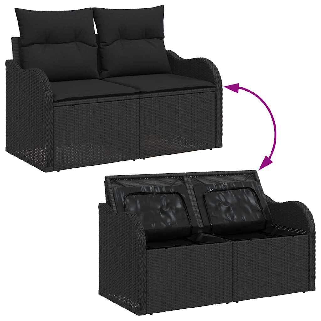 Garden Sofa Set With Cushion Manual 9 Pcs Black Poly Rattan