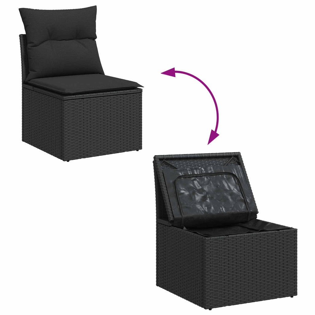 Garden Sofa Set With Cushion 14 Pcs Black Poly Rattan