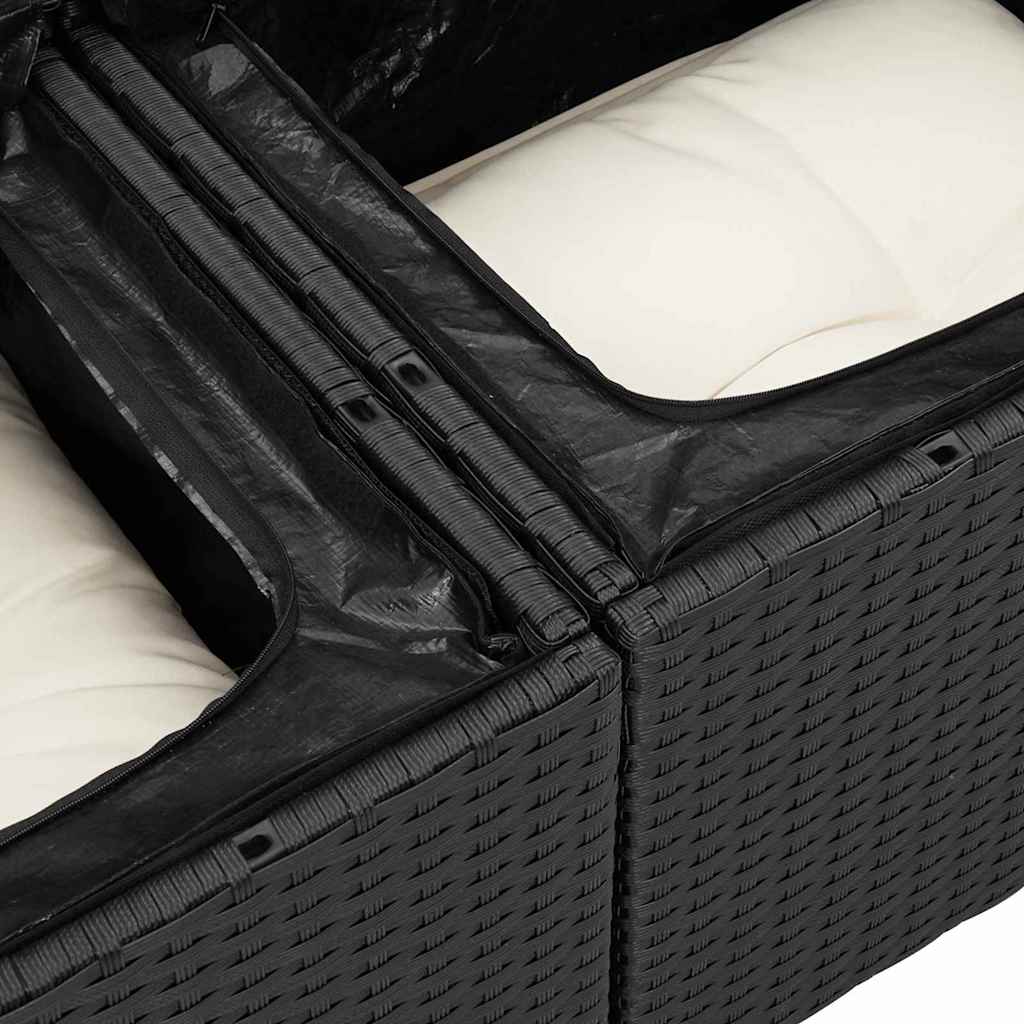 Garden Sofa Set With Cushion 14 Pcs Black And Cream Poly Rattan
