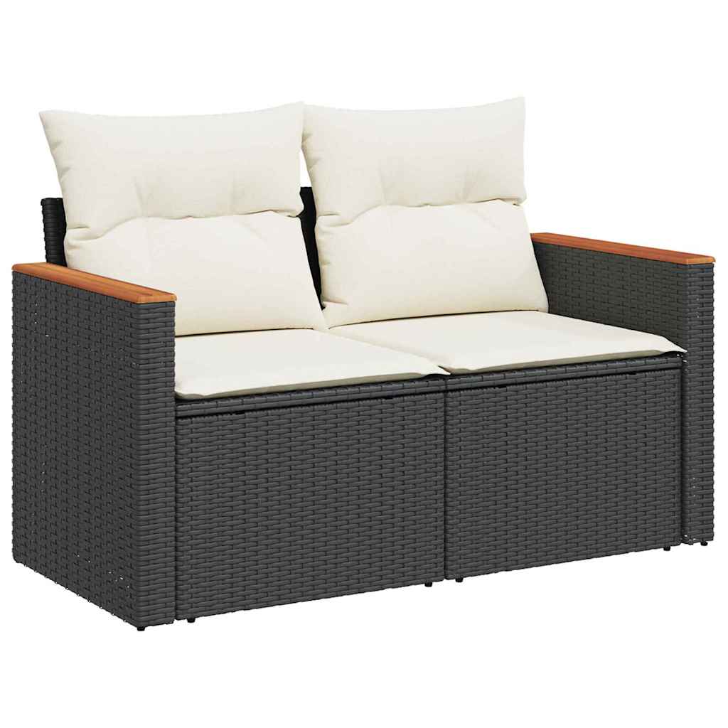 Garden Sofa Set With Cushion 14 Pcs Black And Cream Poly Rattan