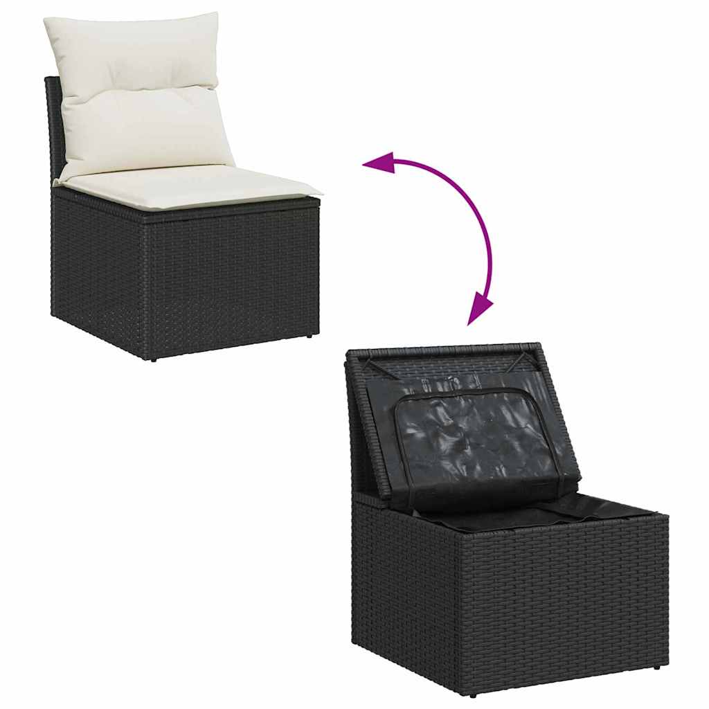 Garden Sofa Set With Cushion 14 Pcs Black And Cream Poly Rattan