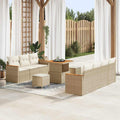 Garden Sofa Set With Cushion 14 Pcs Beige And Cream Poly Rattan