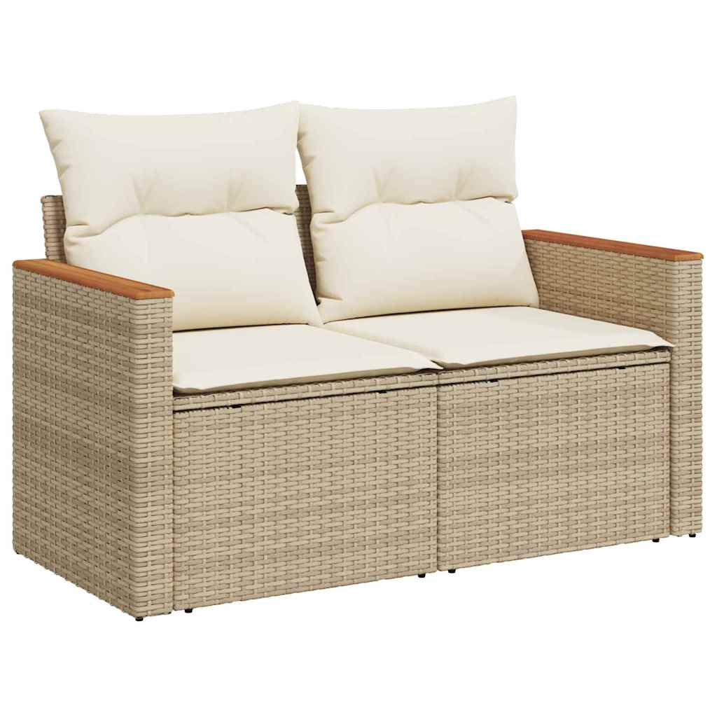 Garden Sofa Set With Cushion 14 Pcs Beige And Cream Poly Rattan