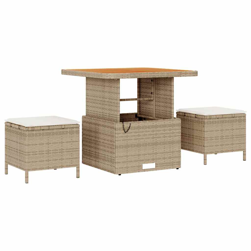 Garden Sofa Set With Cushion 14 Pcs Beige And Cream Poly Rattan