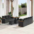 Garden Sofa Set With Cushion 14 Pcs Black Poly Rattan