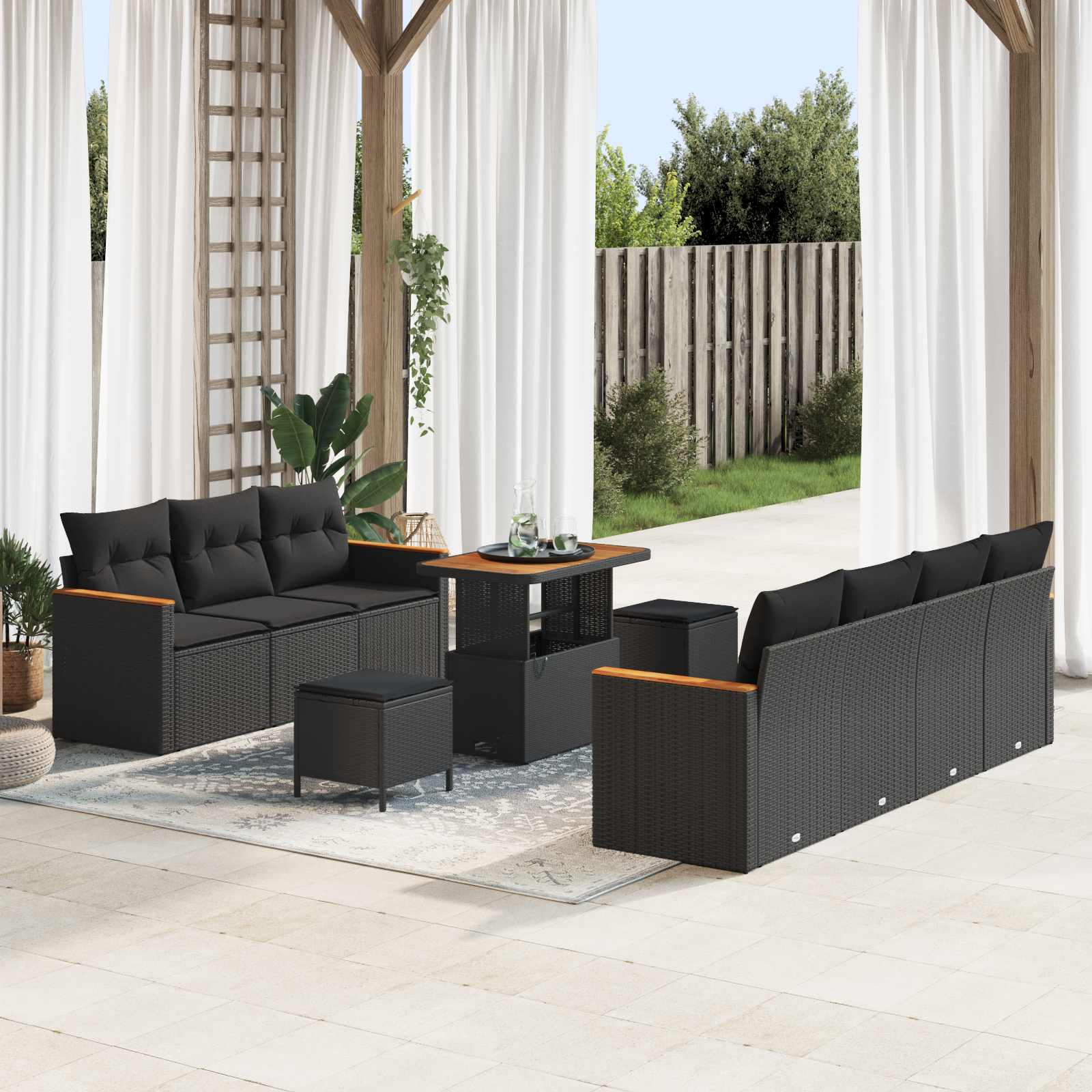 Garden Sofa Set With Cushion 14 Pcs Black Poly Rattan