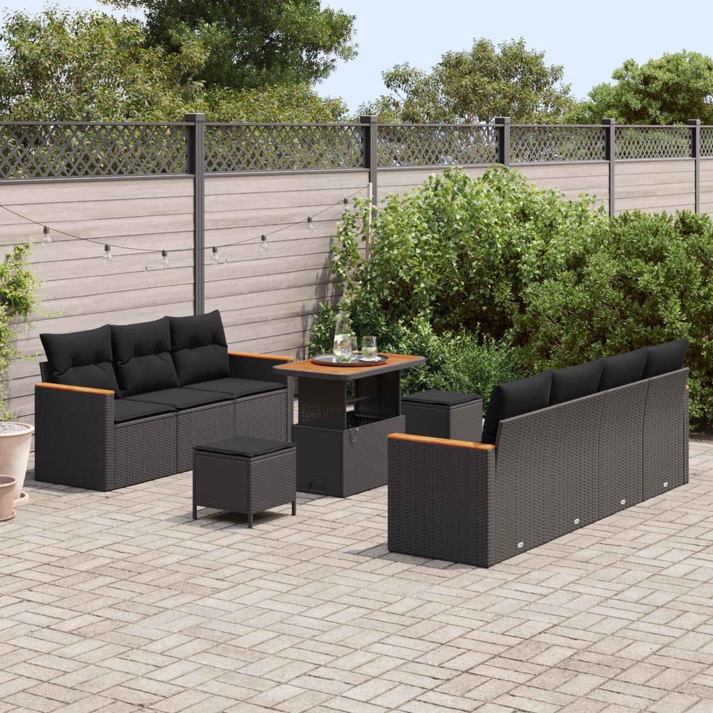 Garden Sofa Set With Cushion 14 Pcs Black Poly Rattan