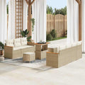 Garden Sofa Set With Cushion 14 Pcs Beige And Cream Poly Rattan