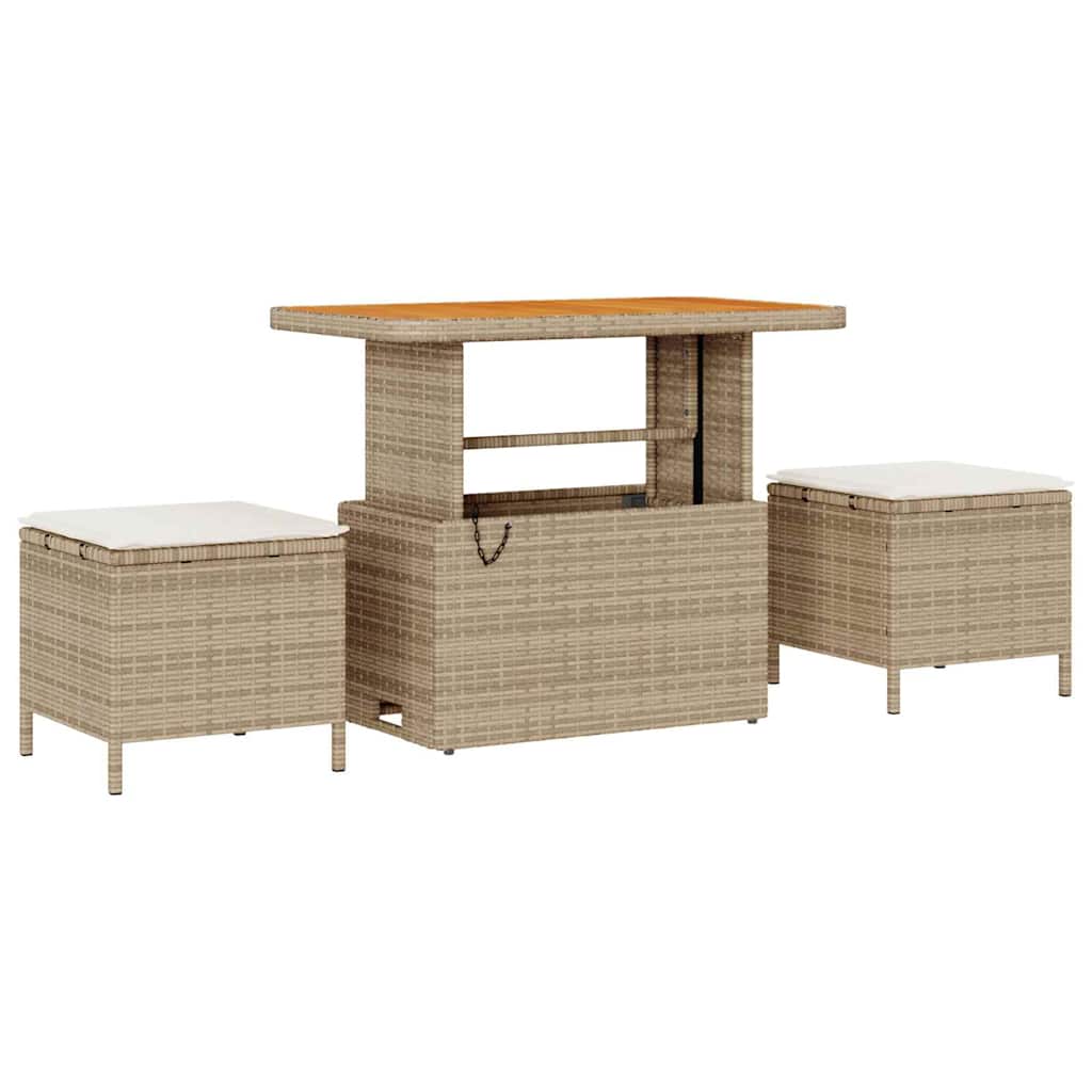 Garden Sofa Set With Cushion 14 Pcs Beige And Cream Poly Rattan