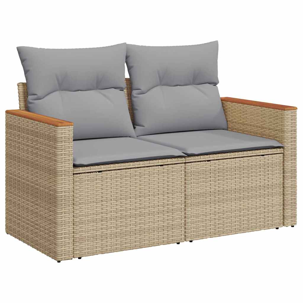 Garden Sofa Set 14 Pcs Beige And Light Grey Poly Rattan