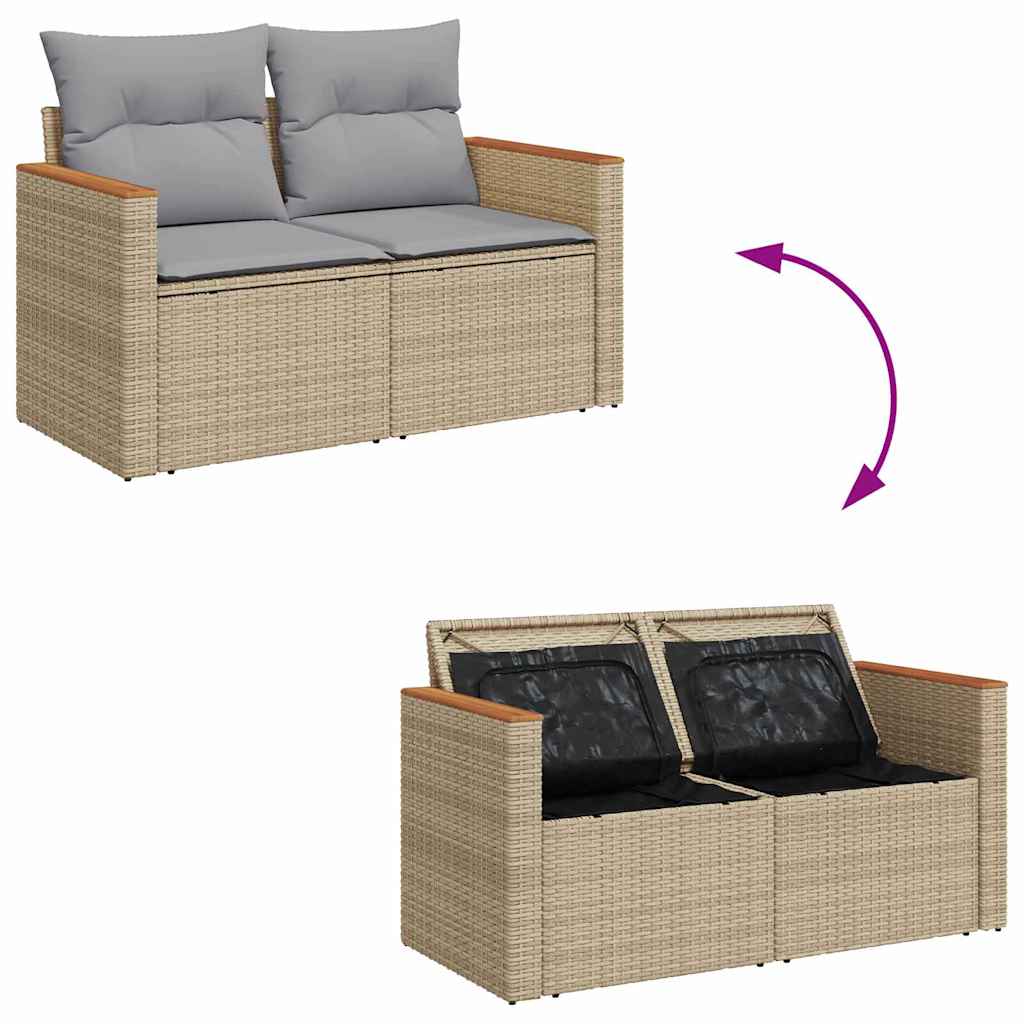 Garden Sofa Set 14 Pcs Beige And Light Grey Poly Rattan