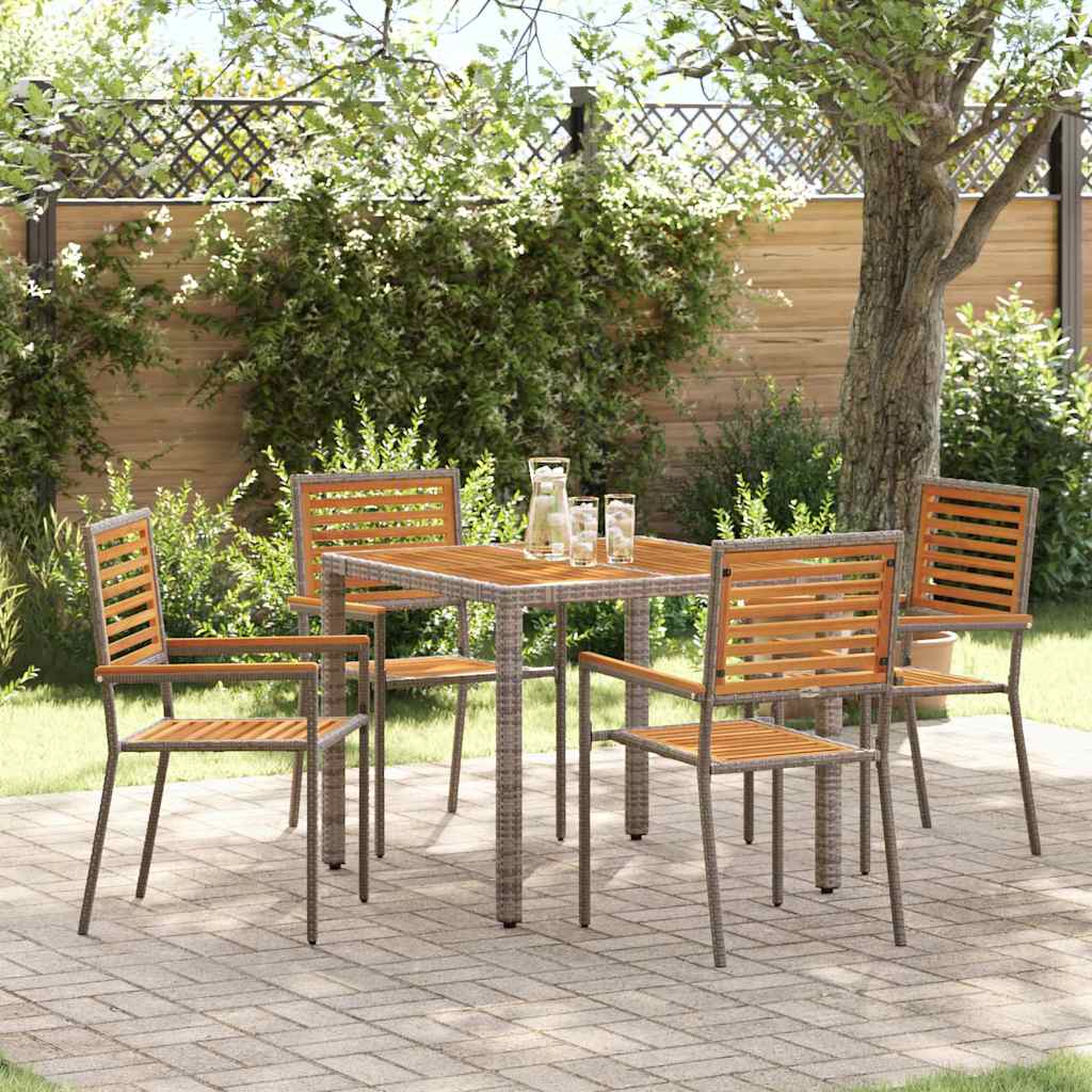 Garden Dining Set 7 Pcs And Brown Poly Rattan