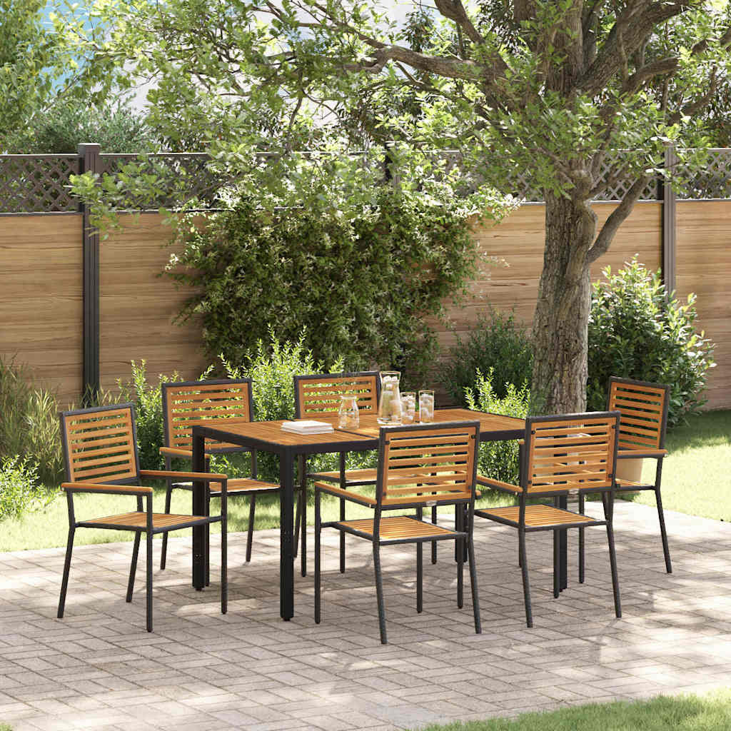 Garden Dining Set 7 Pcs And Brown Poly Rattan