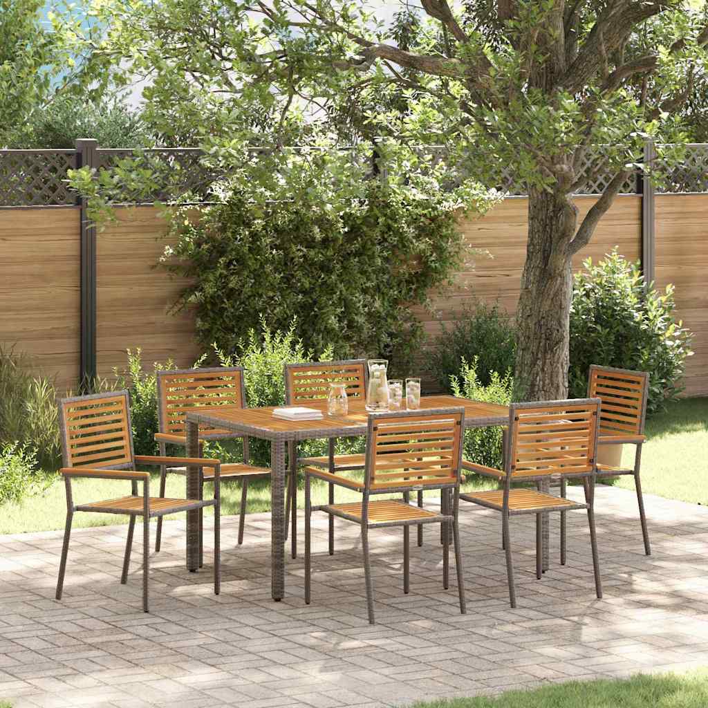 Garden Dining Set 7 Pcs And Brown Poly Rattan