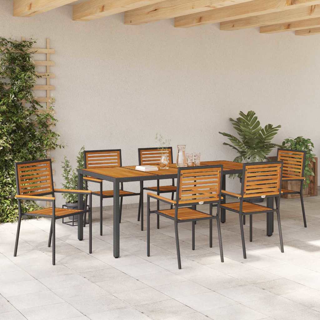 Garden Dining Set 7 Pcs And Brown Poly Rattan