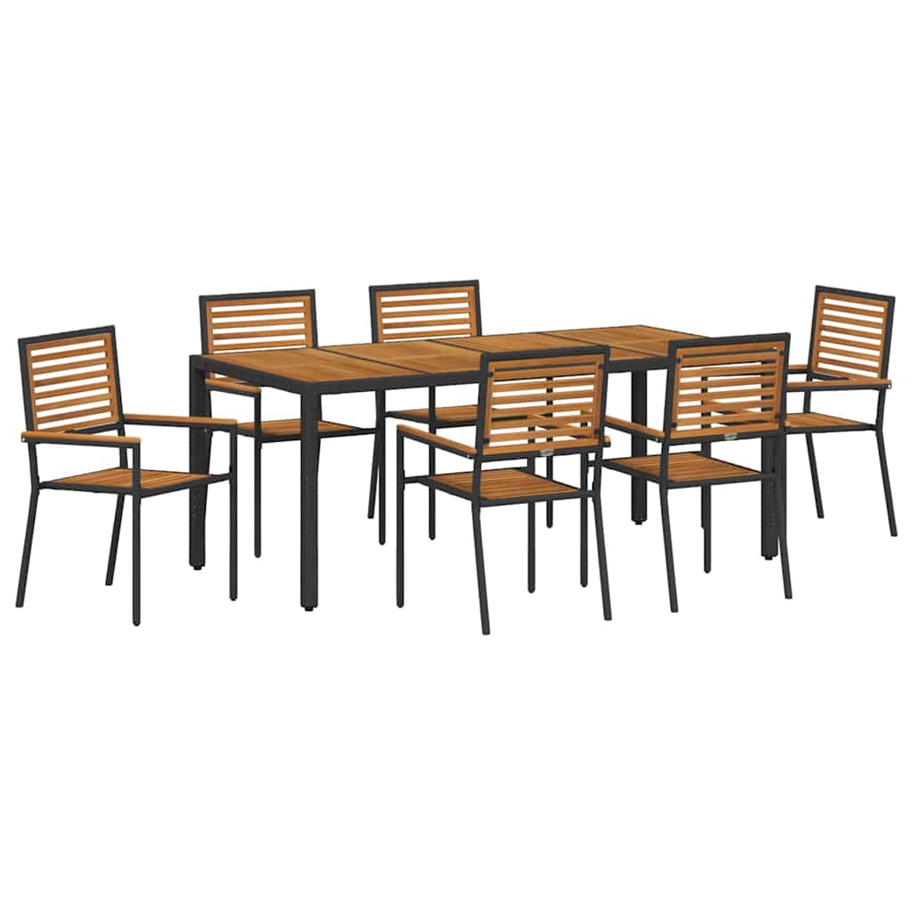 Garden Dining Set 7 Pcs And Brown Poly Rattan