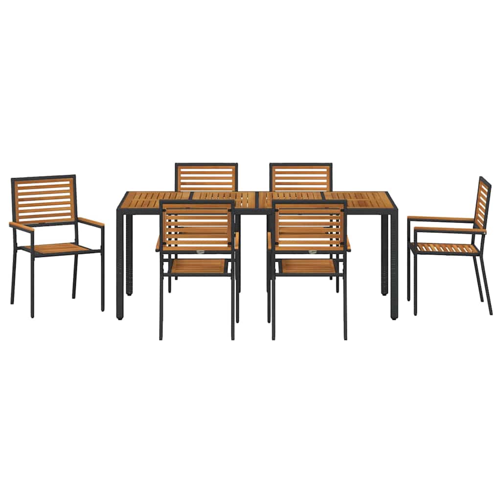 Garden Dining Set 7 Pcs And Brown Poly Rattan