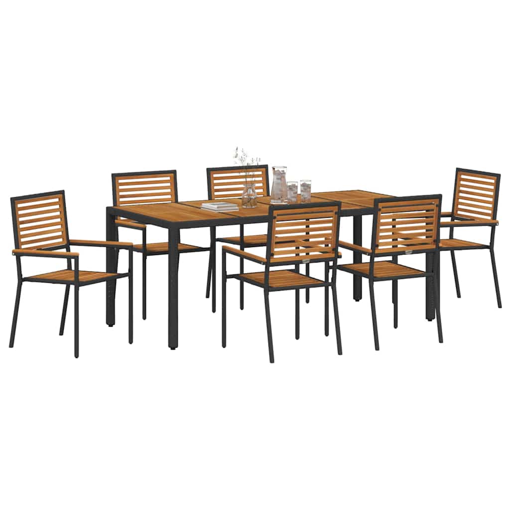 Garden Dining Set 7 Pcs And Brown Poly Rattan