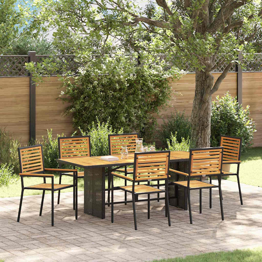 Garden Dining Set 7 Pcs And Brown Poly Rattan