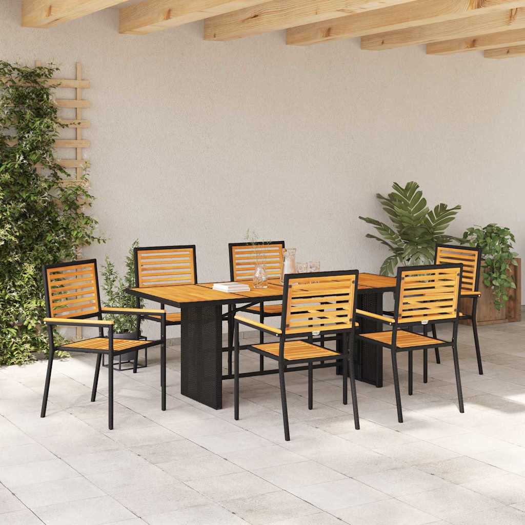 Garden Dining Set 7 Pcs And Brown Poly Rattan