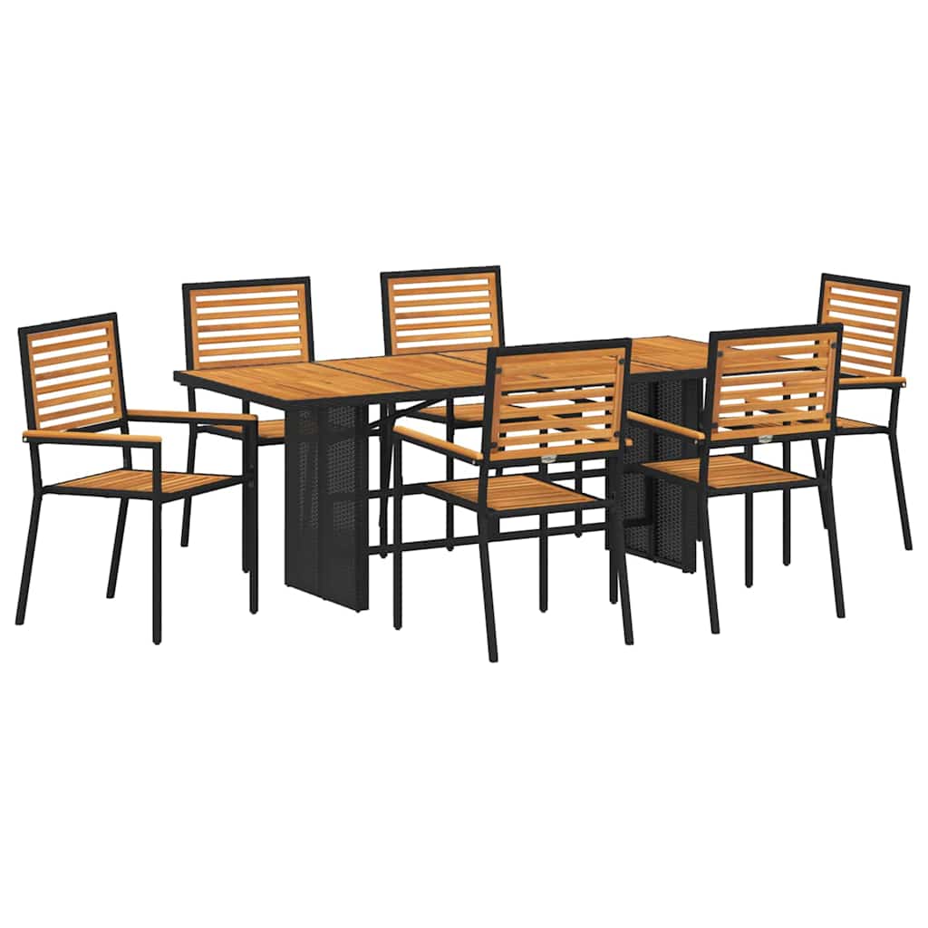 Garden Dining Set 7 Pcs And Brown Poly Rattan