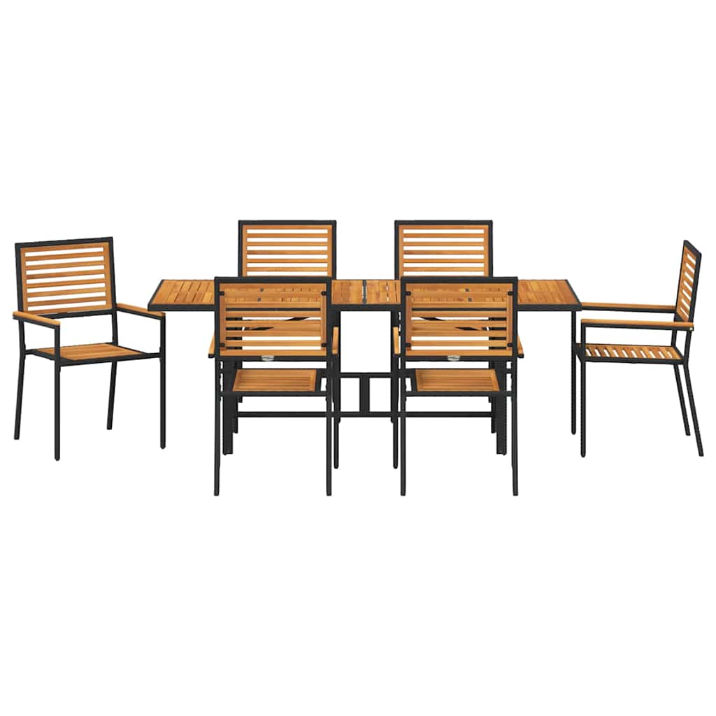 Garden Dining Set 7 Pcs And Brown Poly Rattan