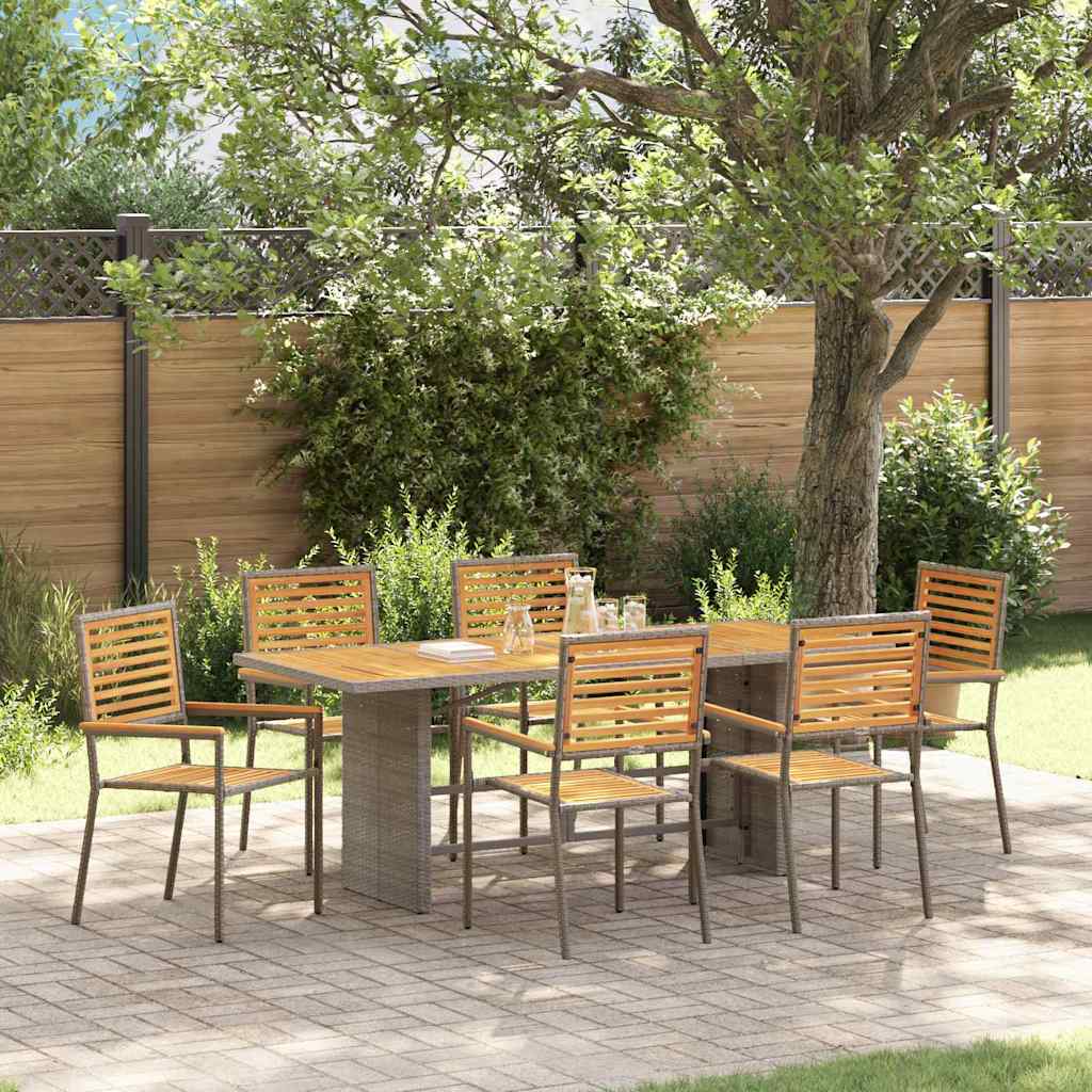 Garden Dining Set 7 Pcs And Brown Poly Rattan