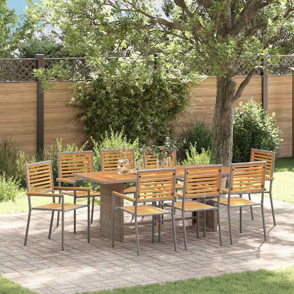 Garden Dining Set 7 Pcs And Brown Poly Rattan