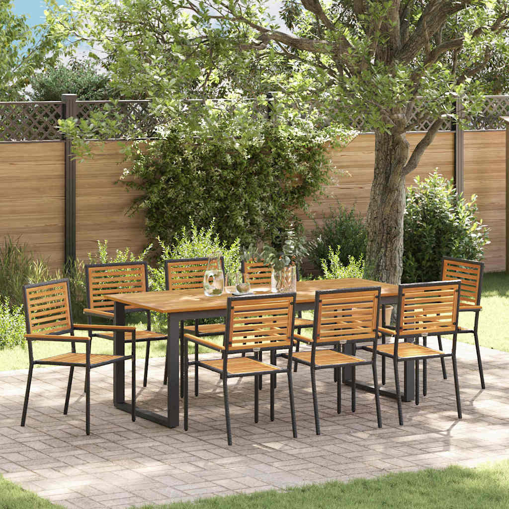 Garden Dining Set 9 Pcs Solid Acacia Wood