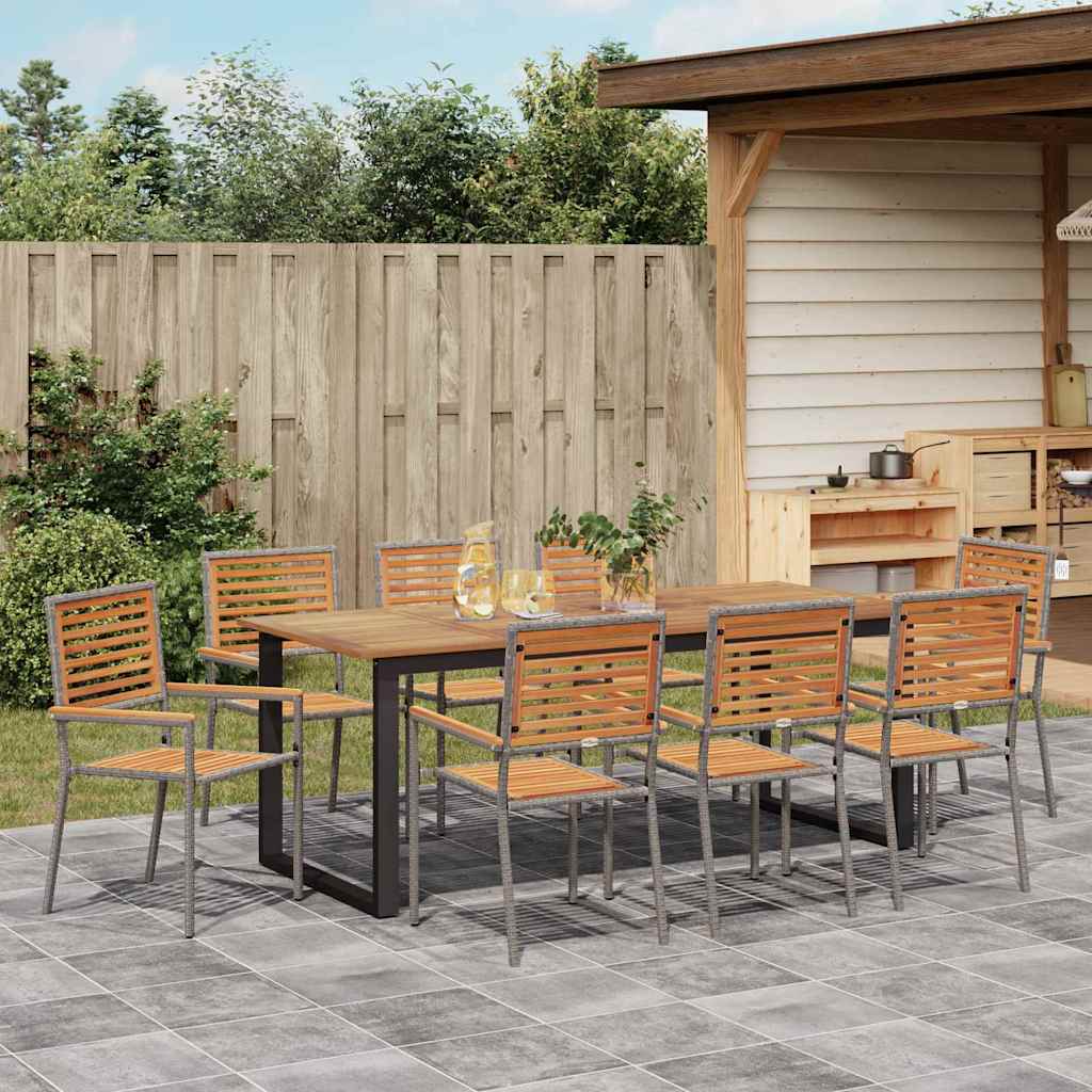 Garden Dining Set 9 Pcs Solid Acacia Wood