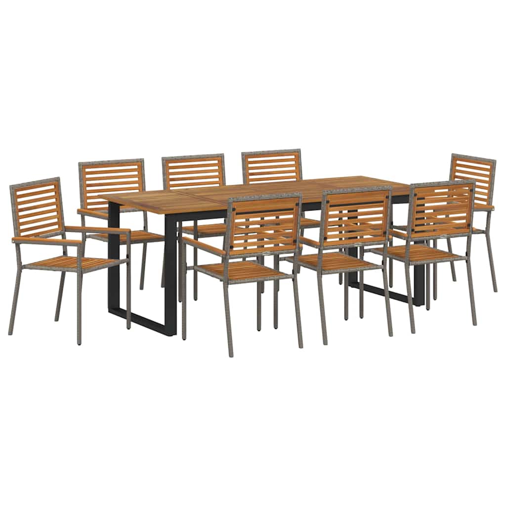 Garden Dining Set 9 Pcs Solid Acacia Wood