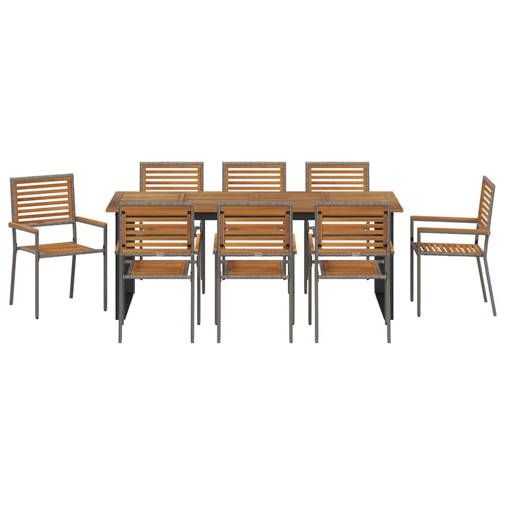 Garden Dining Set 9 Pcs Solid Acacia Wood