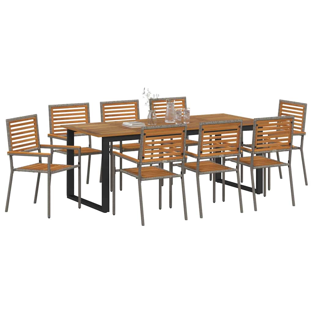 Garden Dining Set 9 Pcs Solid Acacia Wood
