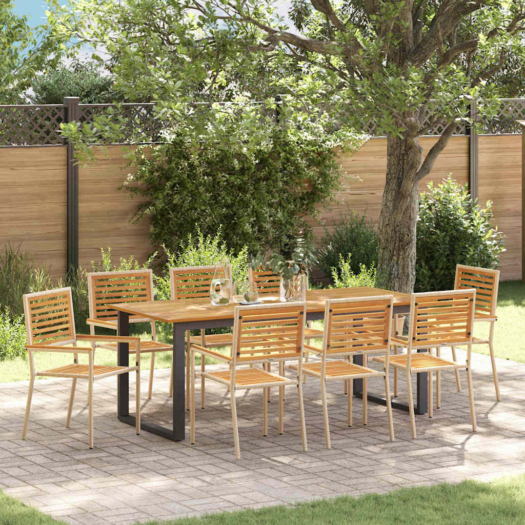 Garden Dining Set 9 Pcs Solid Acacia Wood