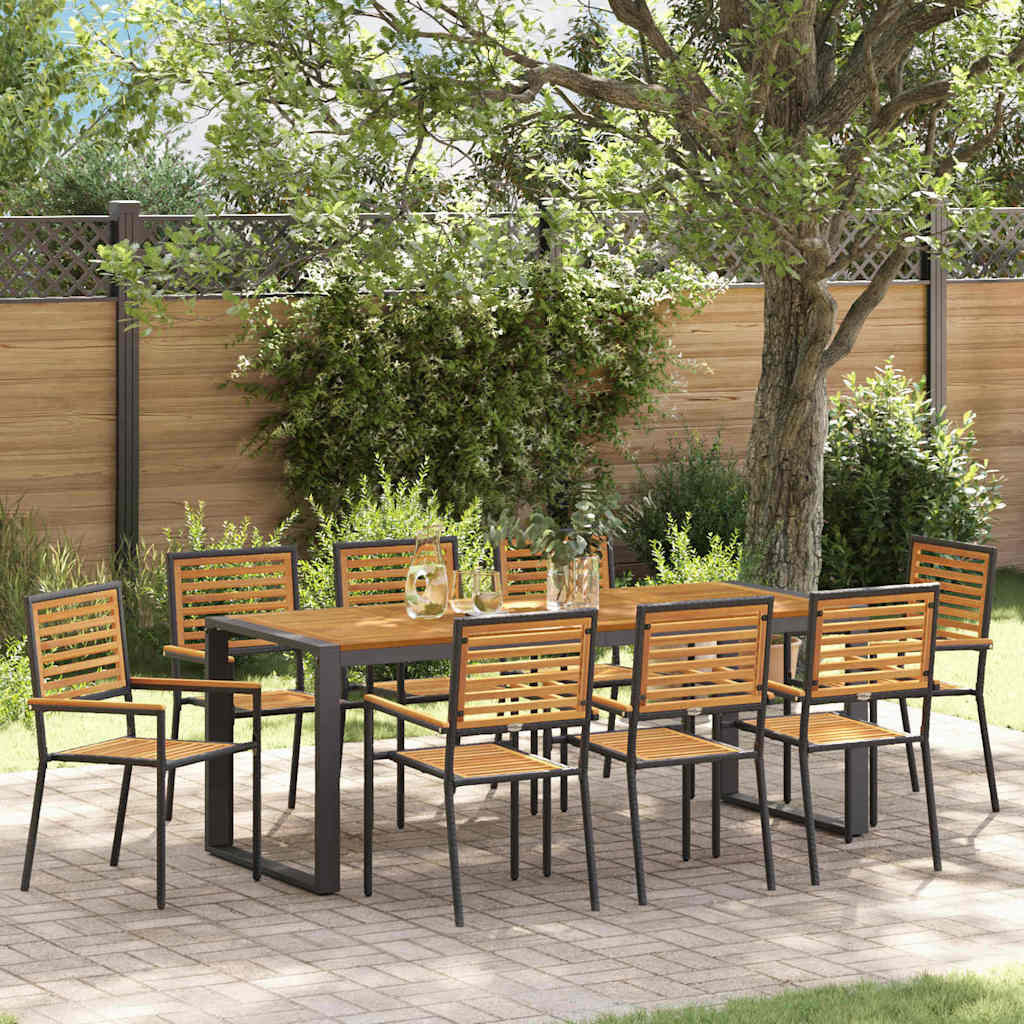 Garden Dining Set 9 Pcs And Brown Poly Rattan